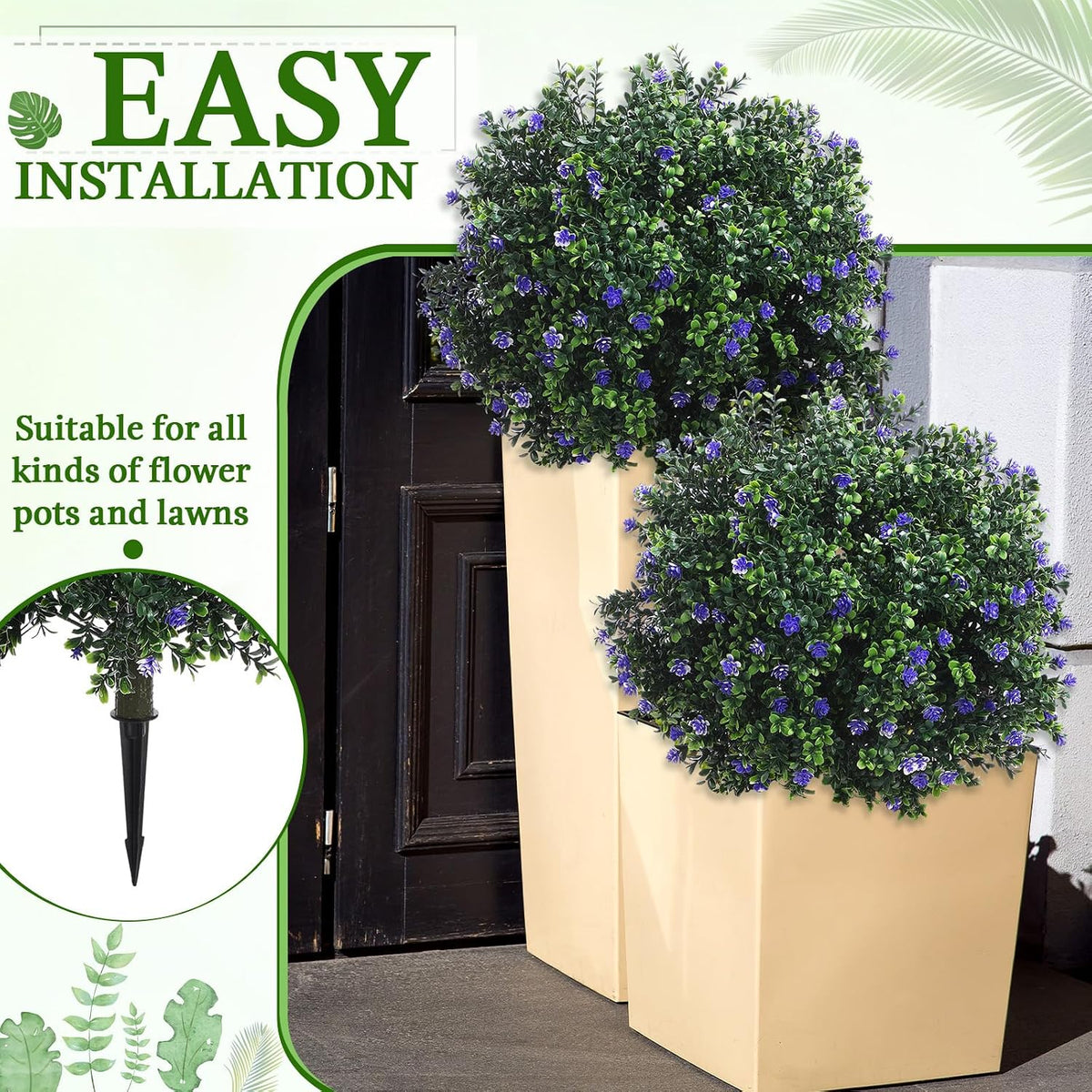 2 Pack Fall Topiary Boxwood Ball Tree 27", Orange, 27x18inch