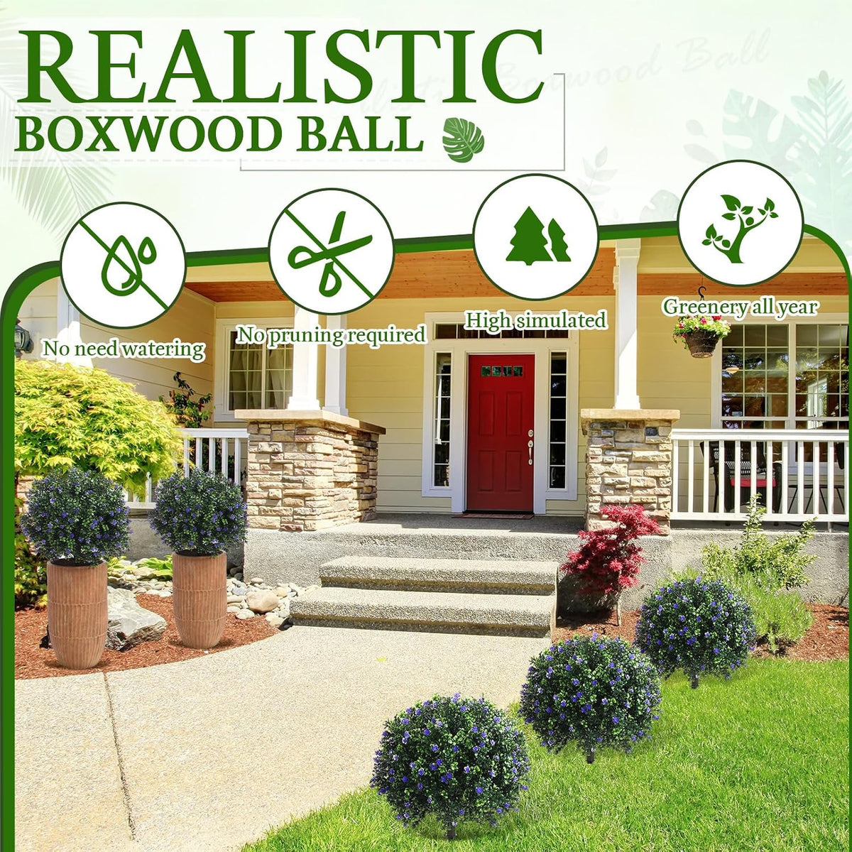 2 Pack Fall Topiary Boxwood Ball Tree 27", Orange, 27x18inch