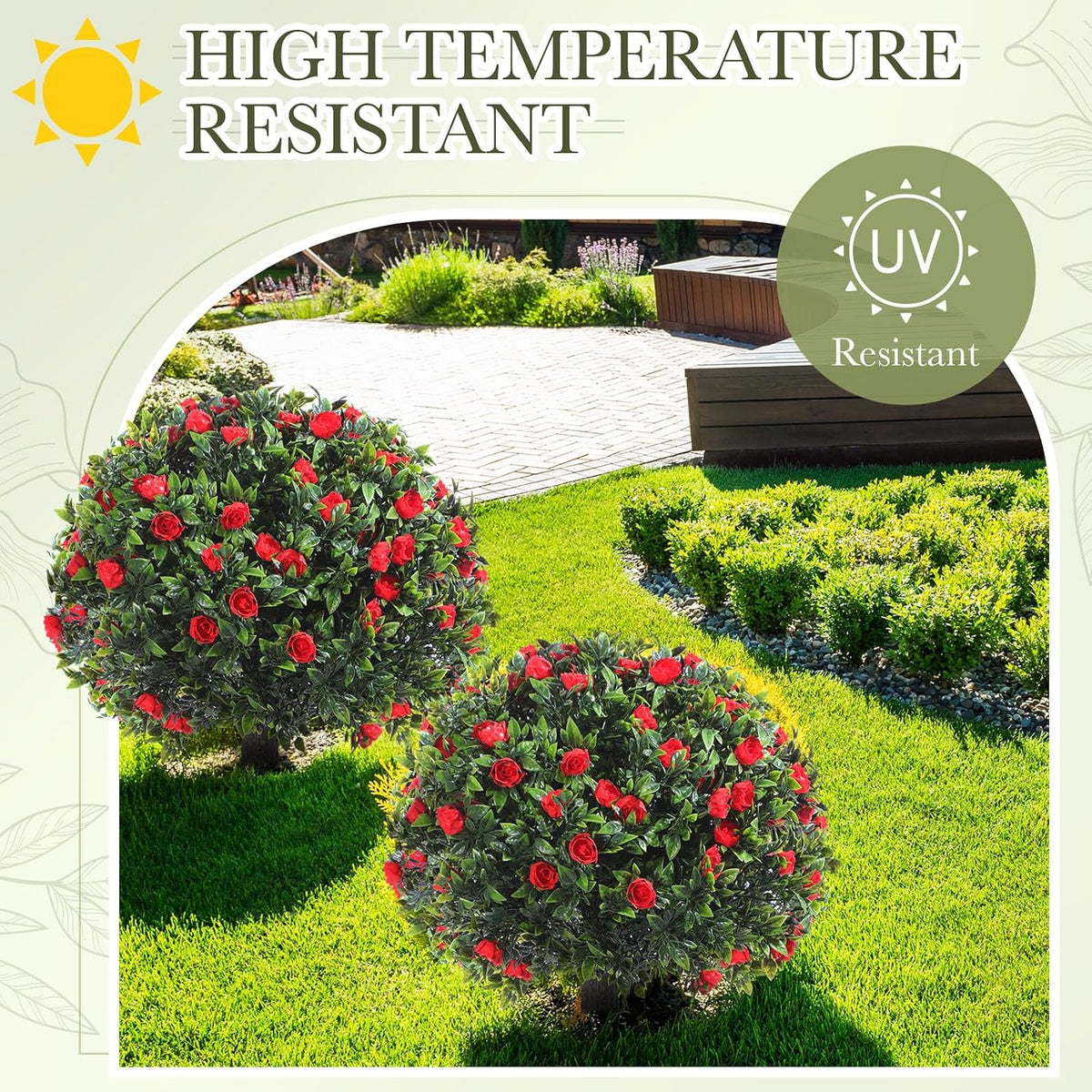 2 Pack Fall Topiary Boxwood Ball Tree 27", Orange, 27x18inch
