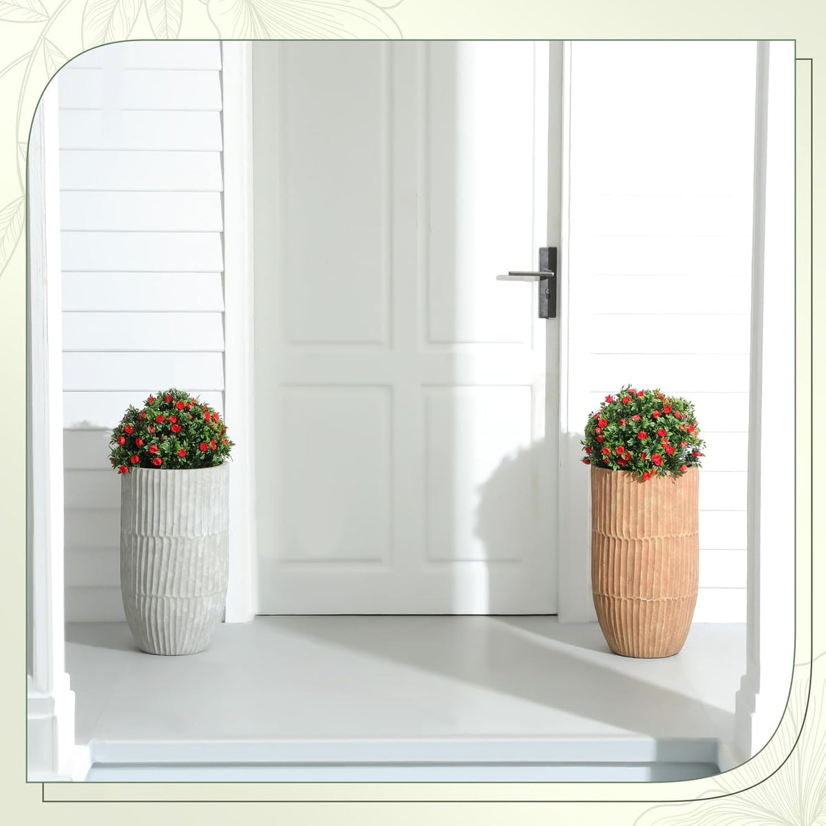 2 Pack Fall Topiary Boxwood Ball Tree 27", Orange, 27x18inch