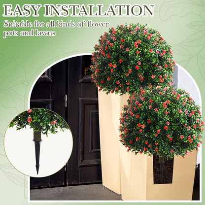 2 Pack Fall Topiary Boxwood Ball Tree 27", Orange, 27x18inch