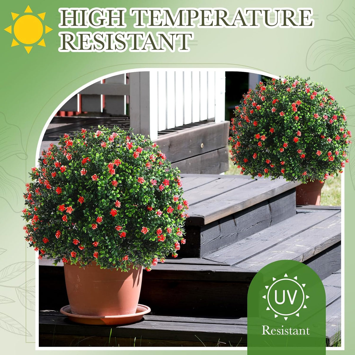 2 Pack Fall Topiary Boxwood Ball Tree 27", Orange, 27x18inch