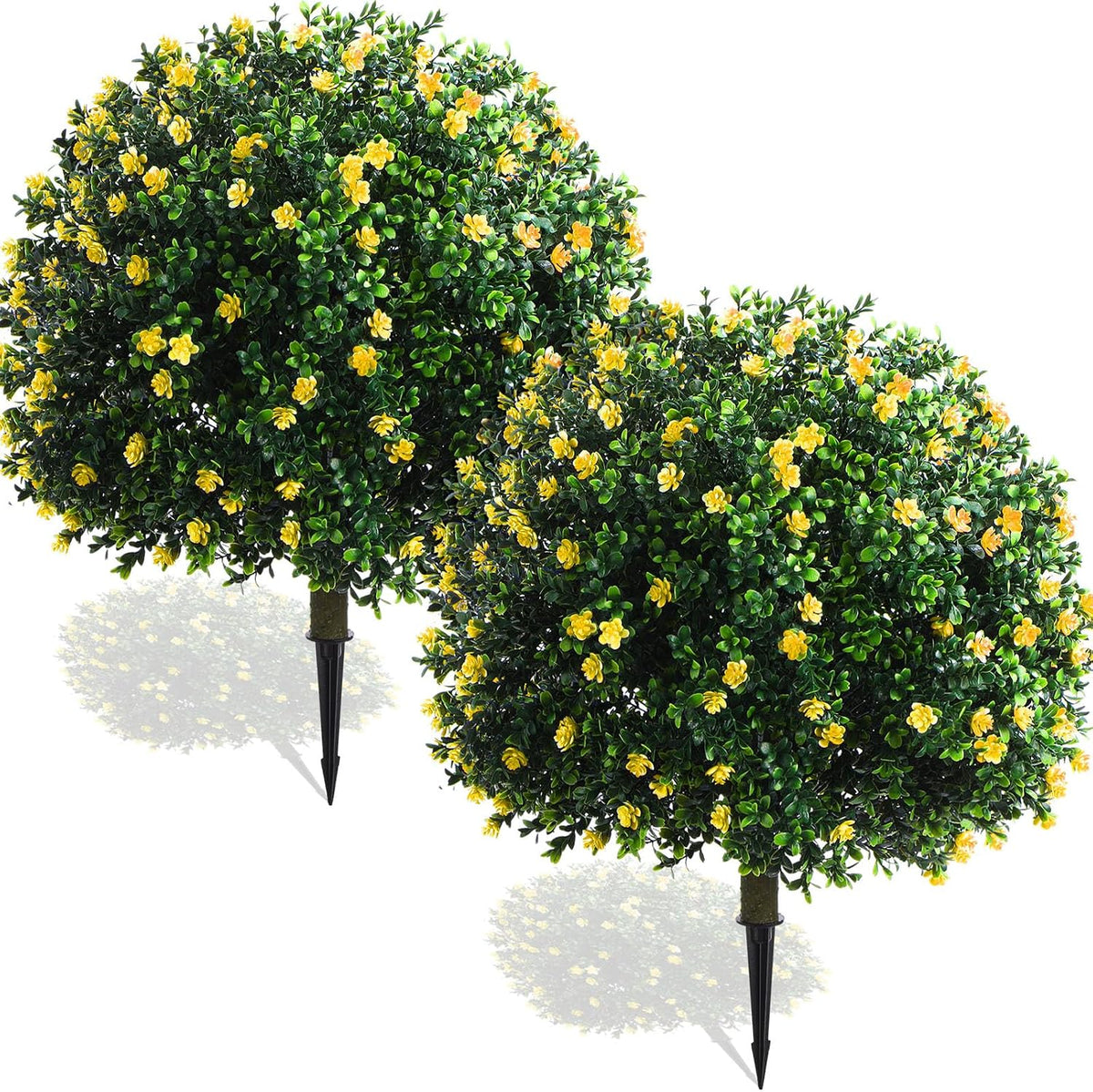 2 Pack Fall Topiary Boxwood Ball Tree 27", Orange, 27x18inch