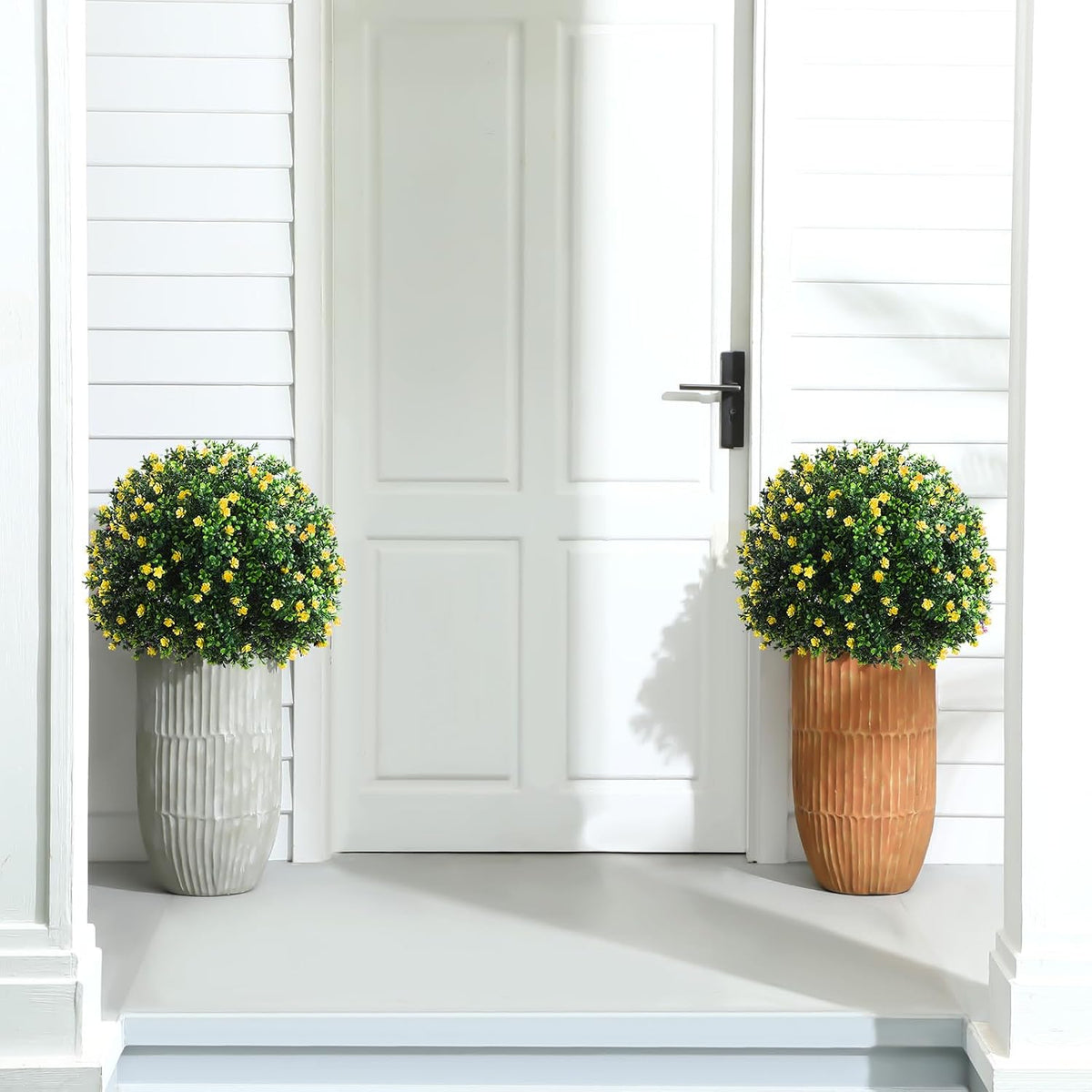 2 Pack Fall Topiary Boxwood Ball Tree 27", Orange, 27x18inch