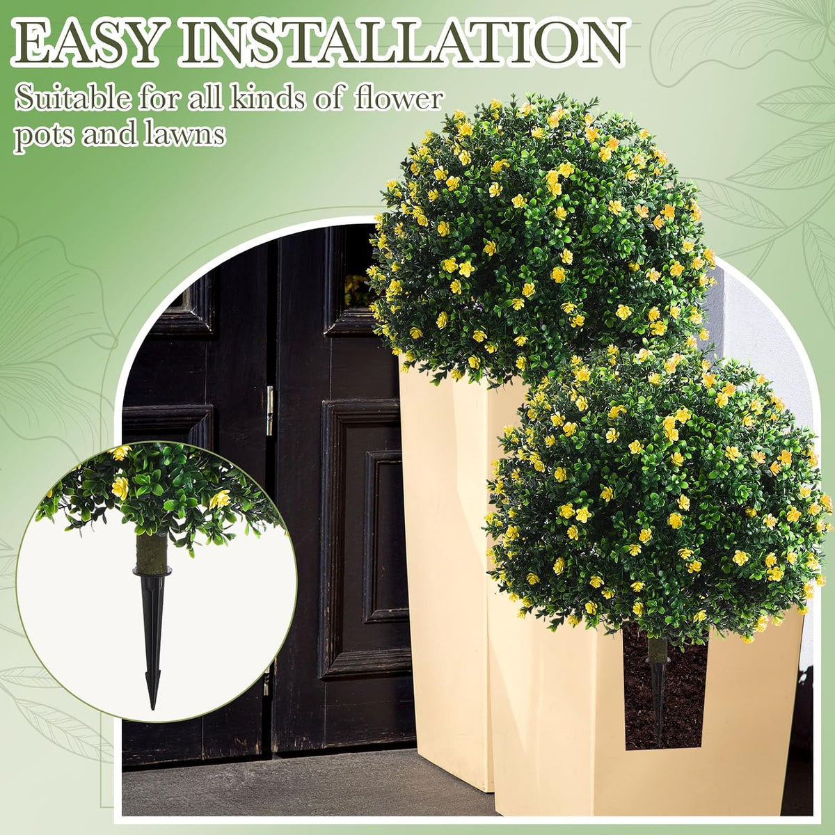 2 Pack Fall Topiary Boxwood Ball Tree 27", Orange, 27x18inch