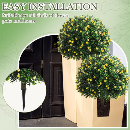 2 Pack Fall Topiary Boxwood Ball Tree 27", Orange, 27x18inch
