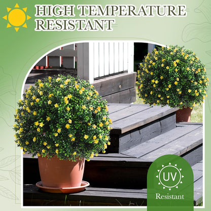 2 Pack Fall Topiary Boxwood Ball Tree 27", Orange, 27x18inch