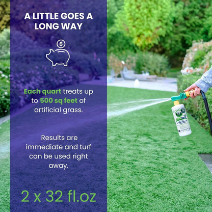 BioTurf BioS+ Turf Cleaner for Pet Urine Outdoor – Artificial Turf Cleaner Deodorizer Concentrate – Fake Grass & Yard Deodorizer for Dog Urine & Feces – Enzyme Kennel Odor Eliminator 32oz 2pk