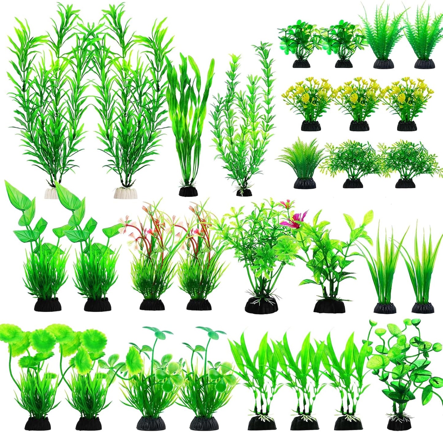 CousDUoBe 12pcs Fish Tank Accessories Aquarium Decorations Green Plants, Green Fish Tanks Decoration Plants, Fish Tank Decor, Aquarium Decor Plastic Plants