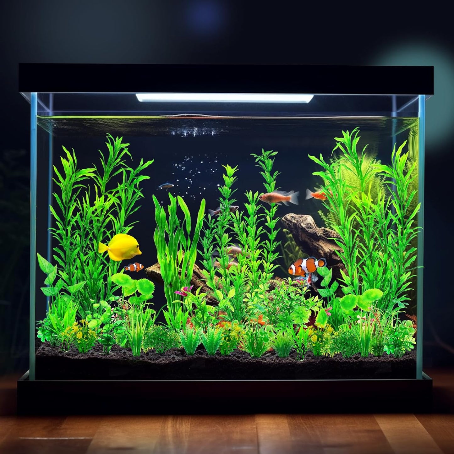 CousDUoBe 12pcs Fish Tank Accessories Aquarium Decorations Green Plants, Green Fish Tanks Decoration Plants, Fish Tank Decor, Aquarium Decor Plastic Plants