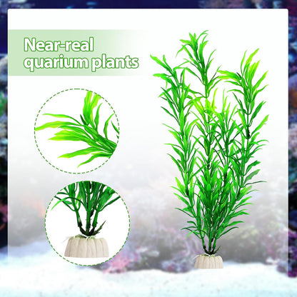 CousDUoBe 12pcs Fish Tank Accessories Aquarium Decorations Green Plants, Green Fish Tanks Decoration Plants, Fish Tank Decor, Aquarium Decor Plastic Plants