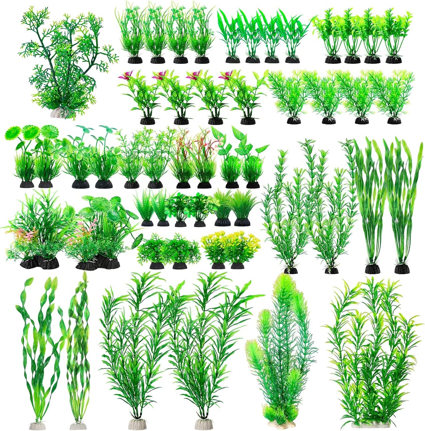 CousDUoBe 12pcs Fish Tank Accessories Aquarium Decorations Green Plants, Green Fish Tanks Decoration Plants, Fish Tank Decor, Aquarium Decor Plastic Plants