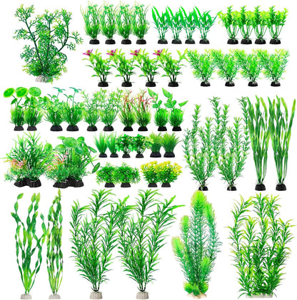 CousDUoBe 12pcs Fish Tank Accessories Aquarium Decorations Green Plants, Green Fish Tanks Decoration Plants, Fish Tank Decor, Aquarium Decor Plastic Plants