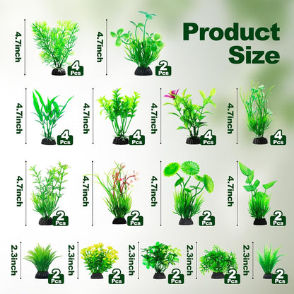 CousDUoBe 12pcs Fish Tank Accessories Aquarium Decorations Green Plants, Green Fish Tanks Decoration Plants, Fish Tank Decor, Aquarium Decor Plastic Plants