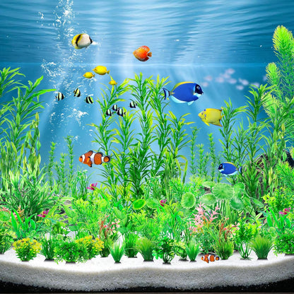 CousDUoBe 12pcs Fish Tank Accessories Aquarium Decorations Green Plants, Green Fish Tanks Decoration Plants, Fish Tank Decor, Aquarium Decor Plastic Plants