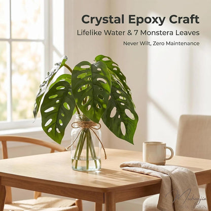 Artificial Flowers Turtle-Back, Alocasia Leaf, in Glass Vase with Faux Water,7Pcs Artificial Leaves Real Touch Latex Leaves for Centerpiece (1, Turtle-Back Leaf)