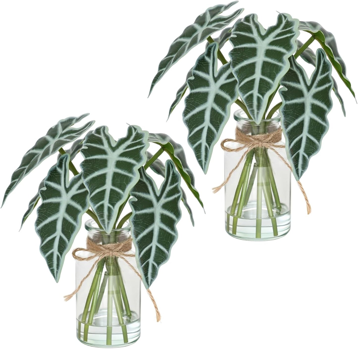 Artificial Flowers Turtle-Back, Alocasia Leaf, in Glass Vase with Faux Water,7Pcs Artificial Leaves Real Touch Latex Leaves for Centerpiece (1, Turtle-Back Leaf)
