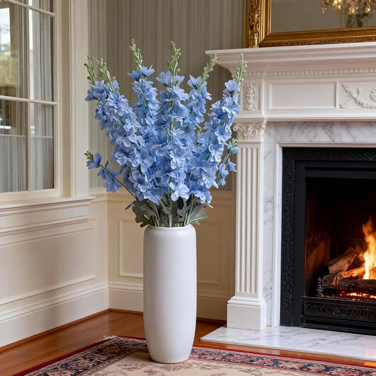 8pcs Sky Blue Silk Delphinium Artificial Flowers with Long Bendable Stems