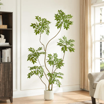 4FT Artificial Sumac Tree in White Pot, Real Touch Silk Faux Plant | Quick Assembly, Realistic Leaves, Indoor Lifelike Fake Trees for Living Room, Entrance, Lobby, Home, Office, Hotel Decor