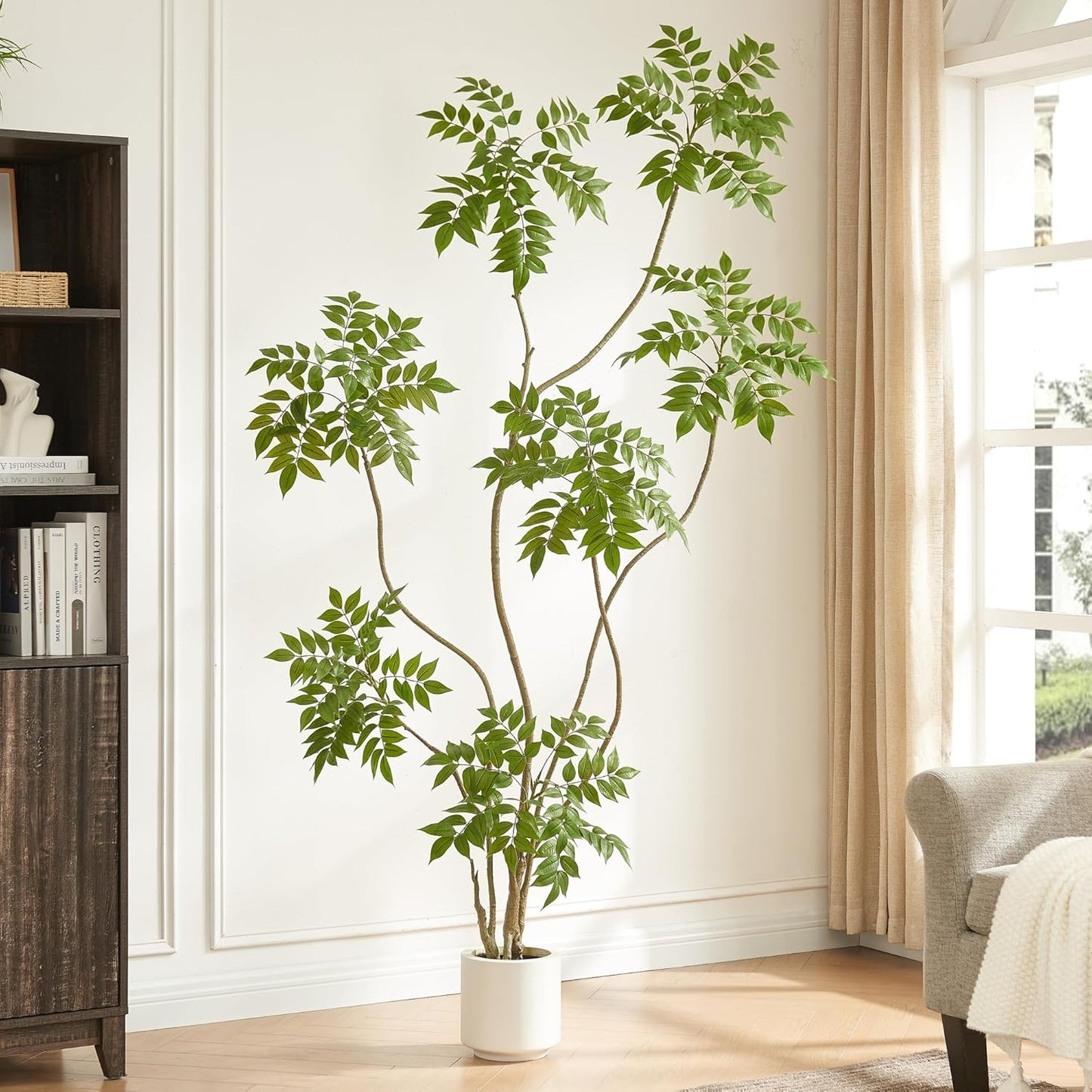 4FT Artificial Sumac Tree in White Pot, Real Touch Silk Faux Plant | Quick Assembly, Realistic Leaves, Indoor Lifelike Fake Trees for Living Room, Entrance, Lobby, Home, Office, Hotel Decor