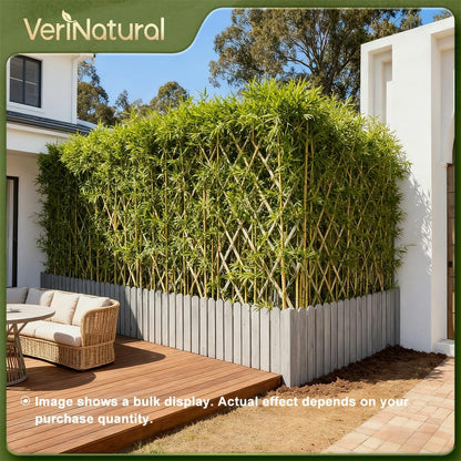 Artificial Bamboo Tree 6Ft Privacy Fence Screen - Real Bamboo Poles & UV-Resistant Faux Leaves for Indoor Outdoor, Fake Plants for Garden, Patio - Balcony Privacy Cover,Decorative Fencing 24Pcs