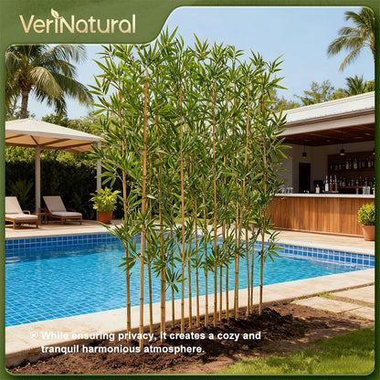 Artificial Bamboo Tree 6Ft Privacy Fence Screen - Real Bamboo Poles & UV-Resistant Faux Leaves for Indoor Outdoor, Fake Plants for Garden, Patio - Balcony Privacy Cover,Decorative Fencing 24Pcs