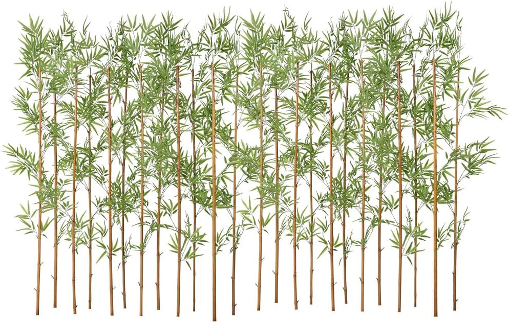 Artificial Bamboo Tree 6Ft Privacy Fence Screen - Real Bamboo Poles & UV-Resistant Faux Leaves for Indoor Outdoor, Fake Plants for Garden, Patio - Balcony Privacy Cover,Decorative Fencing 24Pcs