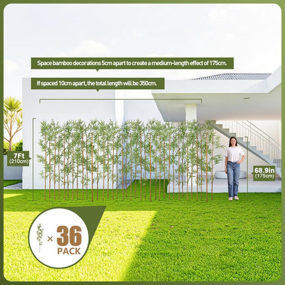 Artificial Bamboo Tree 6Ft Privacy Fence Screen - Real Bamboo Poles & UV-Resistant Faux Leaves for Indoor Outdoor, Fake Plants for Garden, Patio - Balcony Privacy Cover,Decorative Fencing 24Pcs
