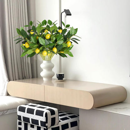 Artificial Lemon Leaves with Lemon, 4 Pack Faux Lemon Branches for Vases | Plastic Lemons Tree Bushes for Kitchen, Dining Table, Farmhouse Indoor Outdoor Home Decoration