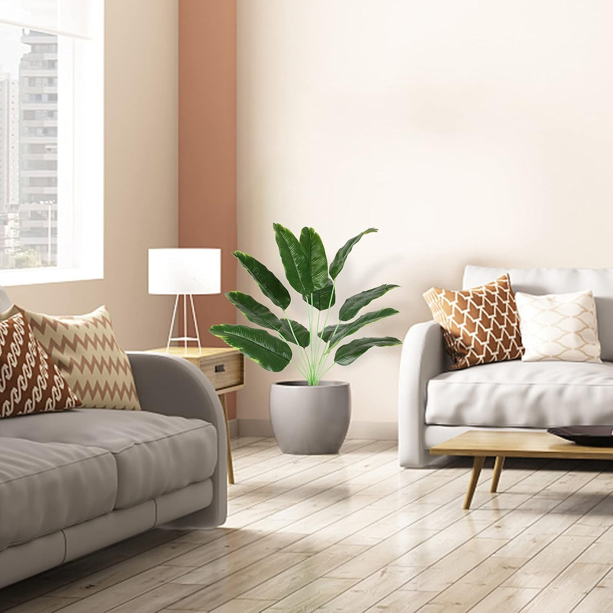 Artificial Plants Palm Fake Leaves 25inch Indoor for Home Office Decor 2Pcs