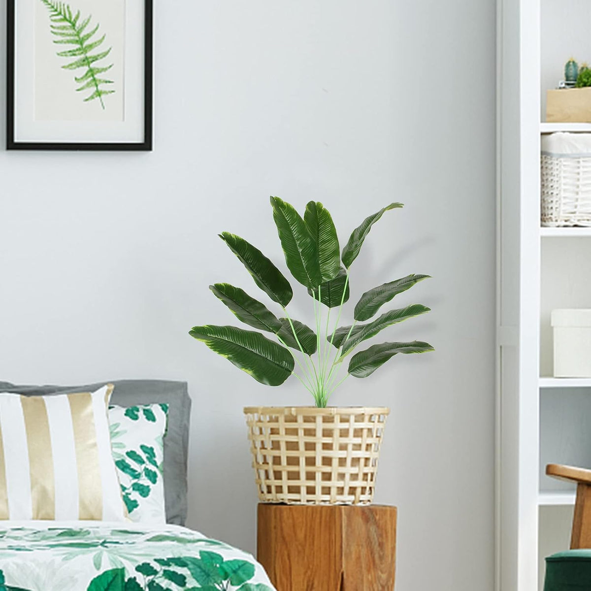 Artificial Plants Palm Fake Leaves 25inch Indoor for Home Office Decor 2Pcs