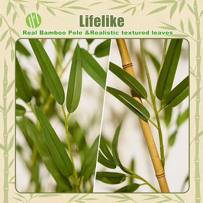 4/5/6/7 ft Faux Bamboo Plant Outdoor 10 Pack, Fake Bamboo with Encrypted Leaves for Patio Garden Yard Decor, Privacy Artificial Bambooo Tree (4ft / 122cm)