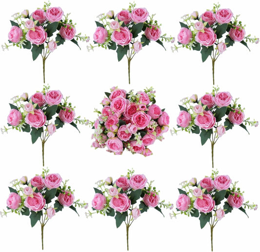 8 Bundles Peonies Artificial Flowers Silk Peonies Faux Flowers Fake Peonies Artificial Flowers Peonies Bouquet for Table Centerpieces Decoration Wedding Decor Home Party Decor (Multicolor)