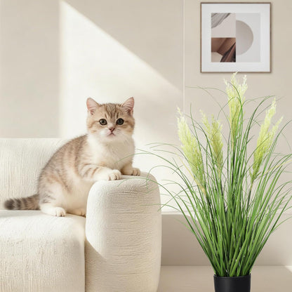 3ft Artificial Plants Onion Grass, 35 in Fake Shrubs Wheat Grass in Pot, for Indoor Outdoor Garden Office Home Decor, Faux Plant Greenery, Green