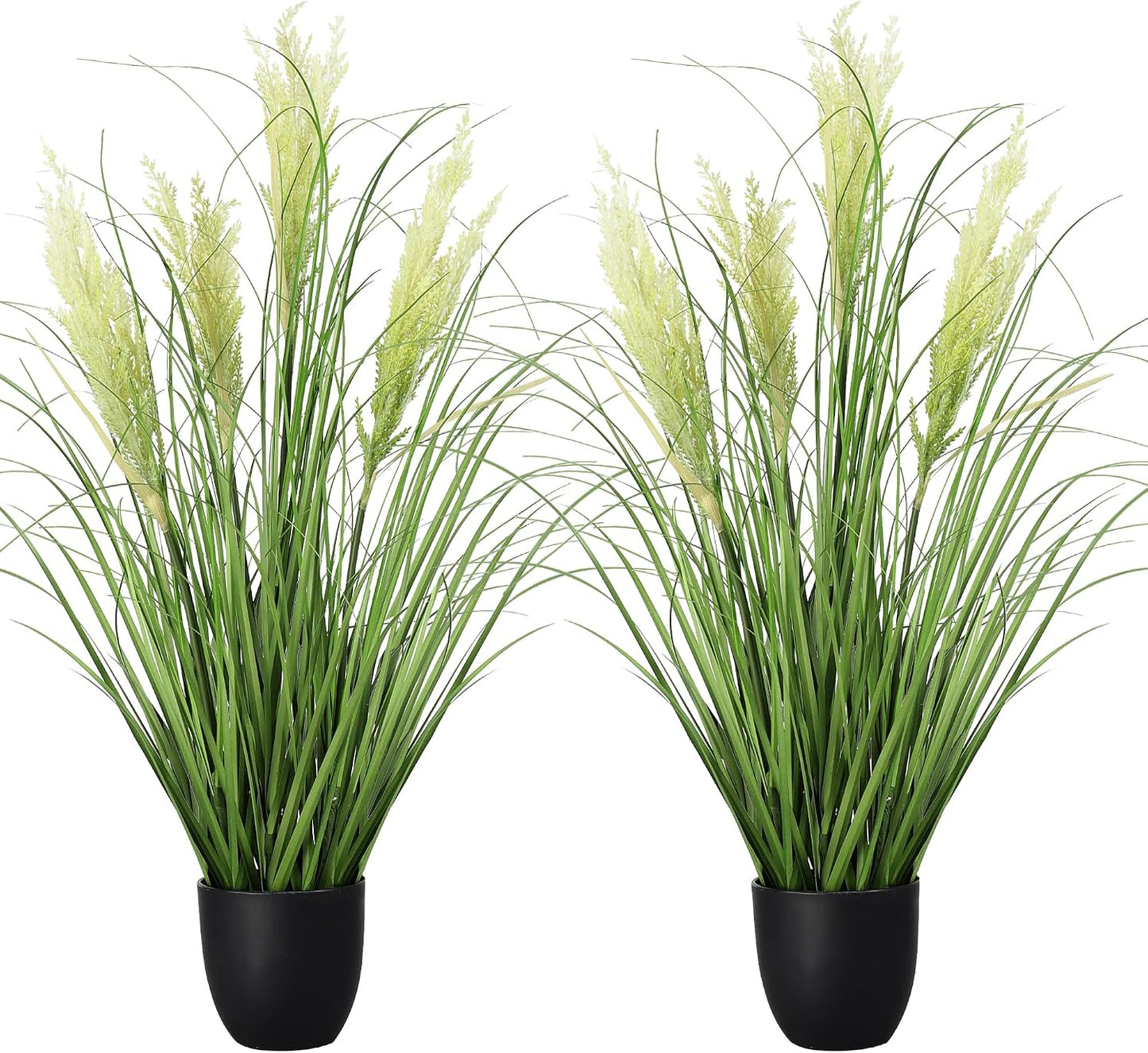 3ft Artificial Plants Onion Grass, 35 in Fake Shrubs Wheat Grass in Pot, for Indoor Outdoor Garden Office Home Decor, Faux Plant Greenery, Green