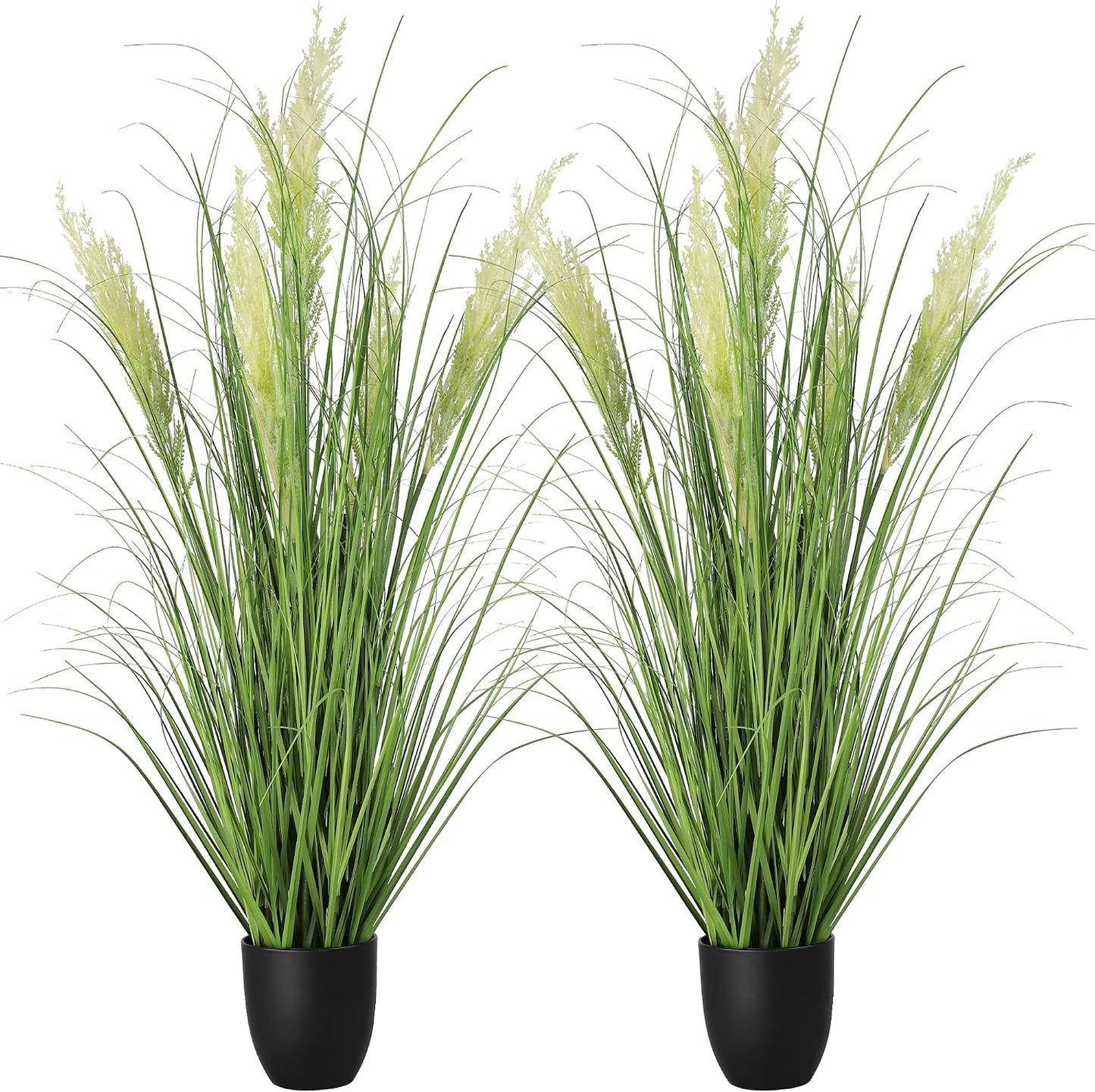 3ft Artificial Plants Onion Grass, 35 in Fake Shrubs Wheat Grass in Pot, for Indoor Outdoor Garden Office Home Decor, Faux Plant Greenery, Green