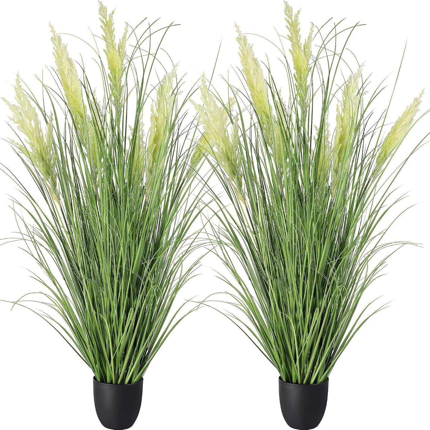 3ft Artificial Plants Onion Grass, 35 in Fake Shrubs Wheat Grass in Pot, for Indoor Outdoor Garden Office Home Decor, Faux Plant Greenery, Green