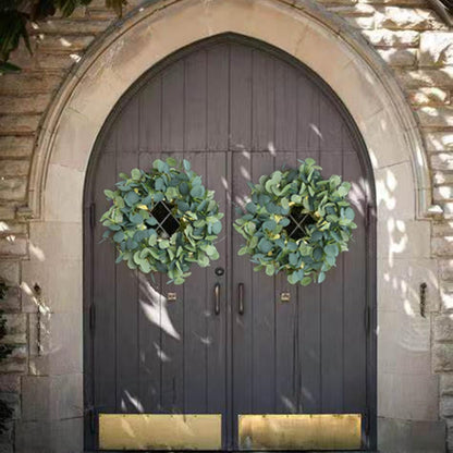 2 Pack Artificial Eucalyptus Garland Faux Silk Leaf Silver Dollar Eucalyptus Leaves Vines Handmade Garland Greenery Wedding Backdrop Indoor Outdoor Arch Wall Decoration