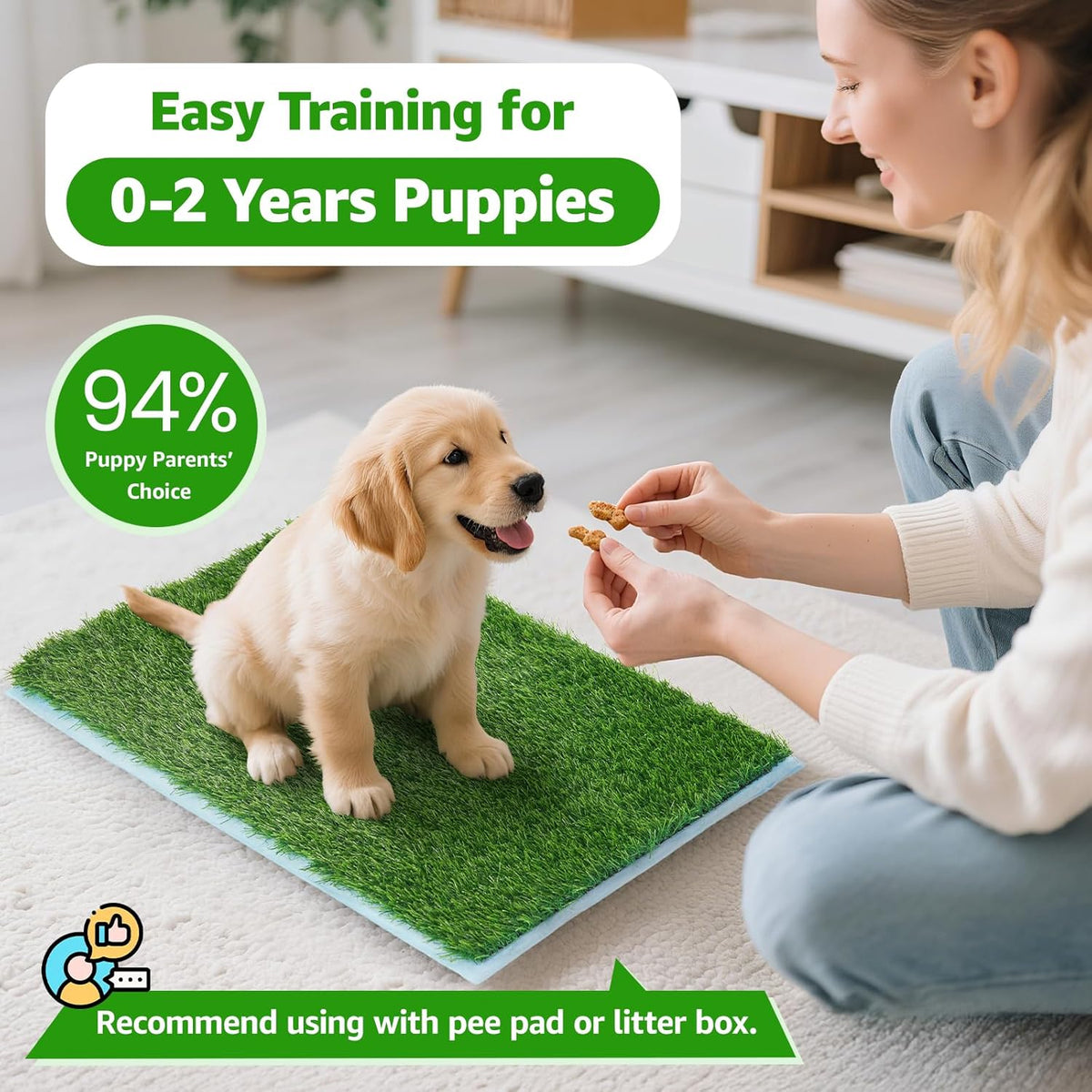 Artificial Grass Pee Pads for Dogs Puppy Potty Training to Pee and Poop