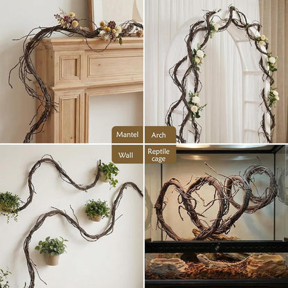 118" Bendable Artificial Grapevines Garland Tree Branches(L) | Flexible Large Creepy Fake Reptile Plants Twigs Cherry Blossom Wall Hanging Trunk Vines Archway Halloween Jungle Decoration