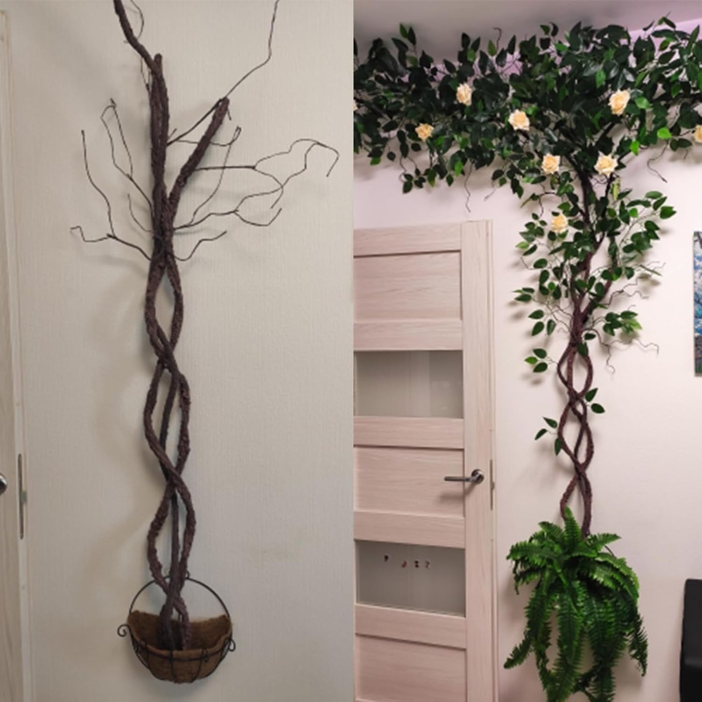 118" Bendable Artificial Grapevines Garland Tree Branches(L) | Flexible Large Creepy Fake Reptile Plants Twigs Cherry Blossom Wall Hanging Trunk Vines Archway Halloween Jungle Decoration