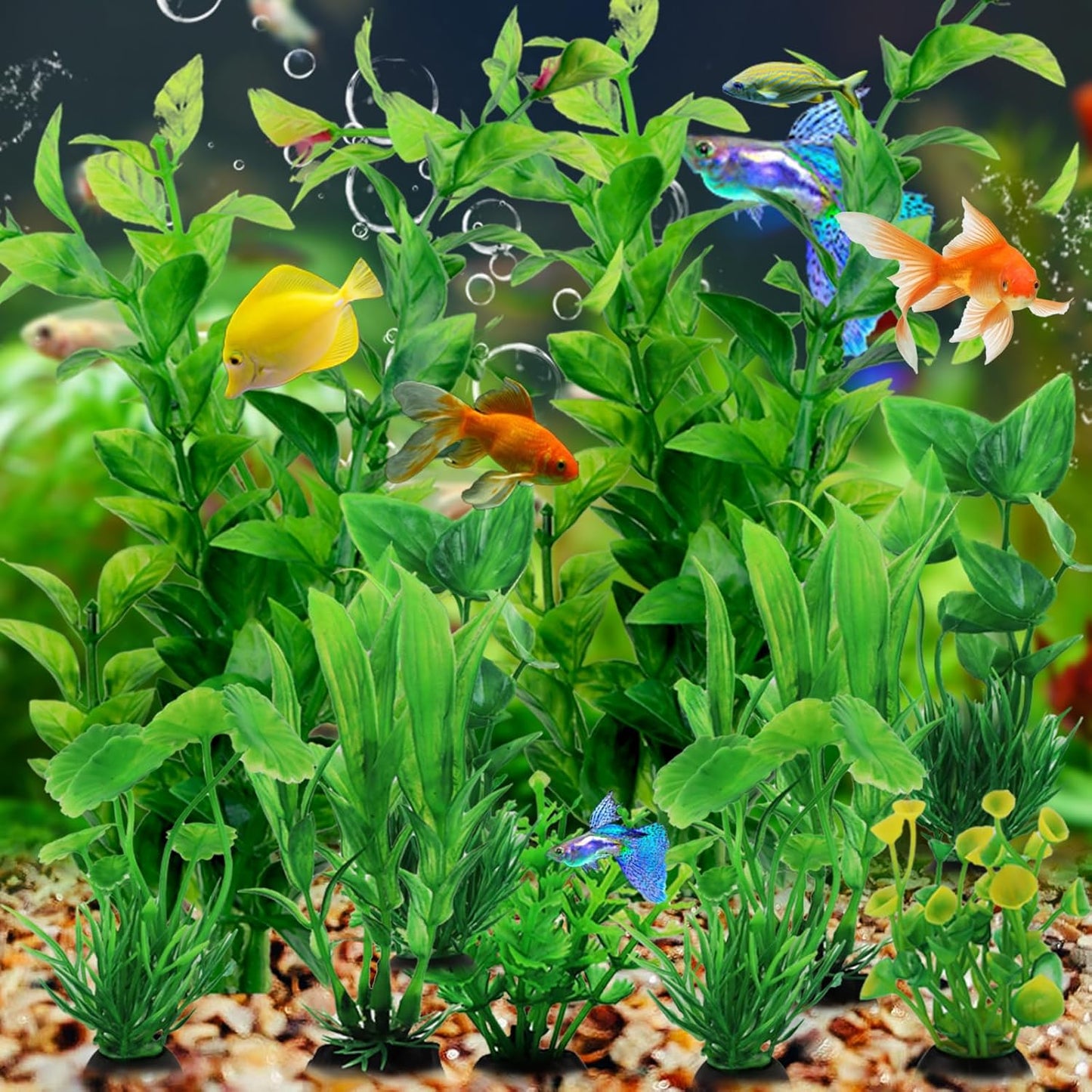 Fish Tank Accessories Aquarium Decorations Green Plants, 10pcs Green Fish Tank Decorations Plastic Plants, Fish Tank Decor, Aquarium Decor Artificial Plants