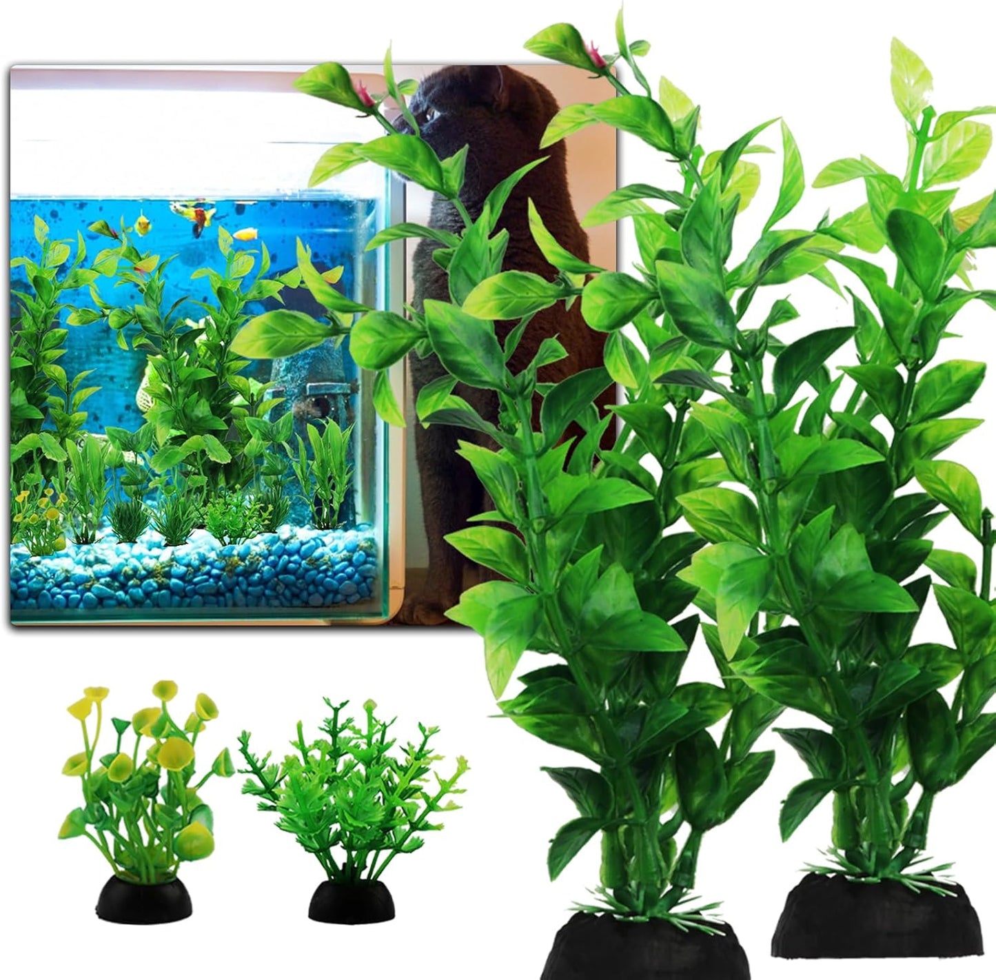 Fish Tank Accessories Aquarium Decorations Green Plants, 10pcs Green Fish Tank Decorations Plastic Plants, Fish Tank Decor, Aquarium Decor Artificial Plants