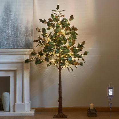 Lighted Magnolia Tree 6FT 280 LED Fairy Lights, Faux Plant Tree with Lights for Indoor Outdoor Wedding Room Spring Decoration