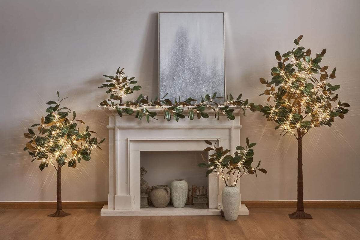 Lighted Magnolia Tree 6FT 280 LED Fairy Lights, Faux Plant Tree with Lights for Indoor Outdoor Wedding Room Spring Decoration