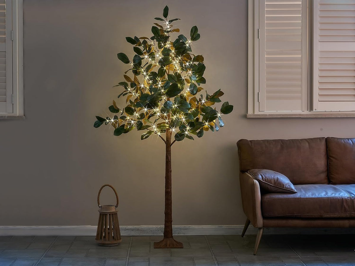 Lighted Magnolia Tree 6FT 280 LED Fairy Lights, Faux Plant Tree with Lights for Indoor Outdoor Wedding Room Spring Decoration