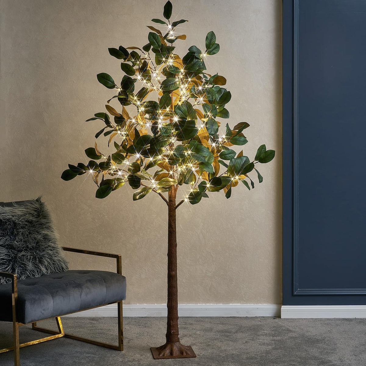 Lighted Magnolia Tree 6FT 280 LED Fairy Lights, Faux Plant Tree with Lights for Indoor Outdoor Wedding Room Spring Decoration