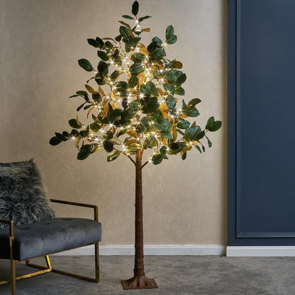 Lighted Magnolia Tree 6FT 280 LED Fairy Lights, Faux Plant Tree with Lights for Indoor Outdoor Wedding Room Spring Decoration