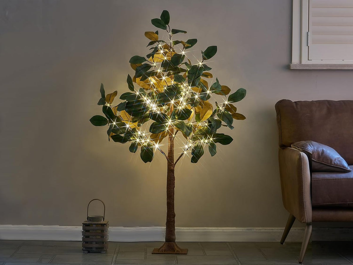 Lighted Magnolia Tree 6FT 280 LED Fairy Lights, Faux Plant Tree with Lights for Indoor Outdoor Wedding Room Spring Decoration