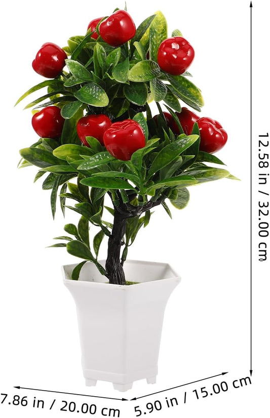 Simulated Apple Ornaments Faux Apples Artificial Fruit Tree Decor with Pot for Home Kitchen Dining Table Living Room Desk Decoration